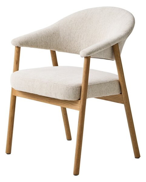 Krémszínű tölgyfa karfás étkezőfotel szett 2 db-os Elk – Unique Furniture