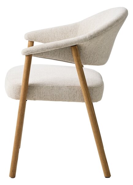 Krémszínű tölgyfa karfás étkezőfotel szett 2 db-os Elk – Unique Furniture