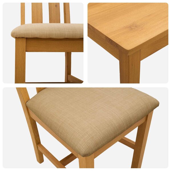 VidaXL Étkezőgarnitúra 5 db Bézs Tömör Tölgyfa
