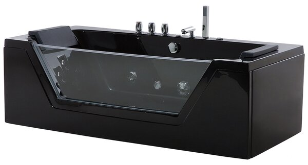 Sarok hidromasszázs kád LED világítással SAMANA 162 x 76 cm Fekete