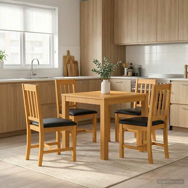 VidaXL Étkezőgarnitúra 5 db Fekete Tömör Tölgyfa