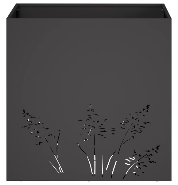 VidaXL Kerti cserép 2 db Fekete 50 x 50 x 49 cm Hidegen hengerelt acél