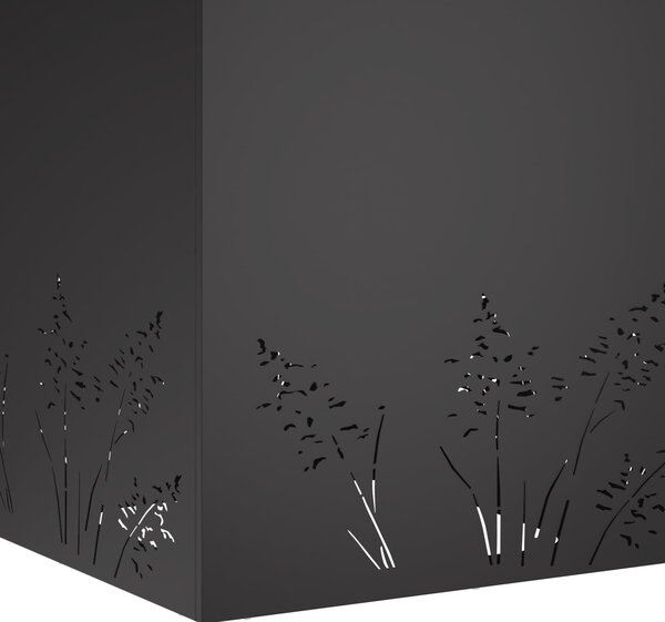 VidaXL Kerti cserép 2 db Fekete 50 x 50 x 49 cm Hidegen hengerelt acél