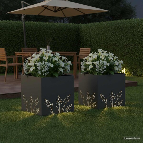 VidaXL Kerti cserép 2 db Antracitszürke 50 x 50 x 49 cm