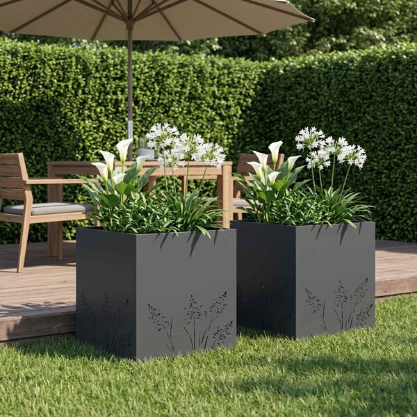 VidaXL Kerti cserép 2 db Antracitszürke 50 x 50 x 49 cm