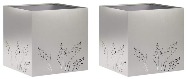 VidaXL Kerti cserép 2 db Ezüst 50 x 50 x 49 cm Rozsdamentes Acél