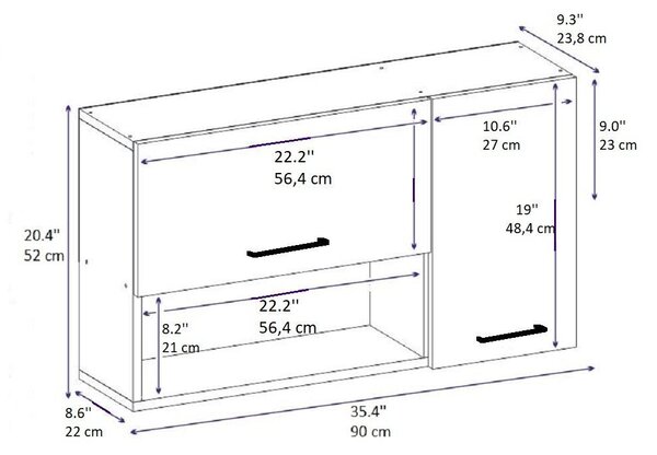 Hanah Home Multi Purpose Cabinet Sapphire Oak Anthracite Akasya - Sapphire Oak, Anthracite