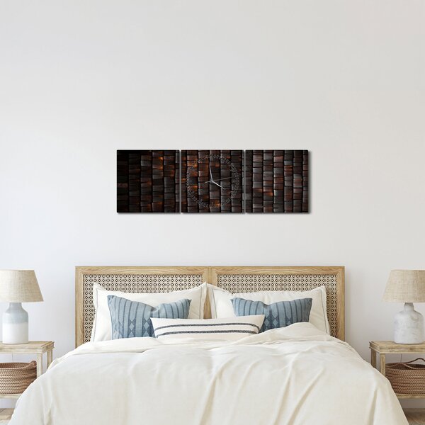 Modern absztrakt kép (órával) (90x30 cm)