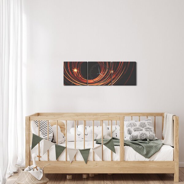 Absztrakt vonalak képe (órával) (90x30 cm)