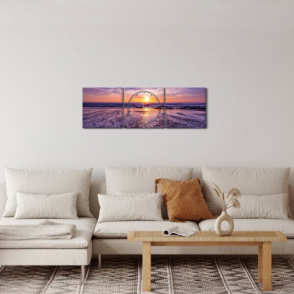 Tengerparti kép - naplemente (órával) (90x30 cm)