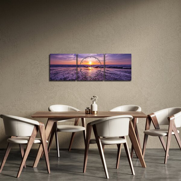 Tengerparti kép - naplemente (órával) (90x30 cm)
