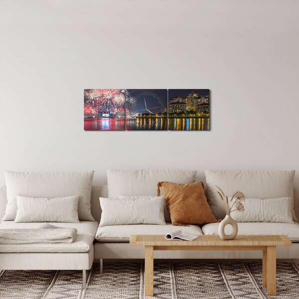 A szingapúri tűzijáték képe (órával) (90x30 cm)