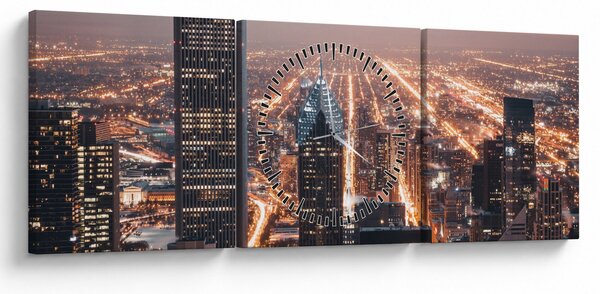 Fényes metropolisz képe (órával) (90x30 cm)