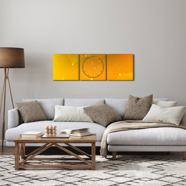 Absztrakt sárga kép (órával) (90x30 cm)