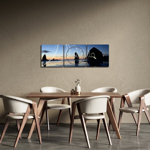 Kép - tengerpart naplementekor (órával) (90x30 cm)