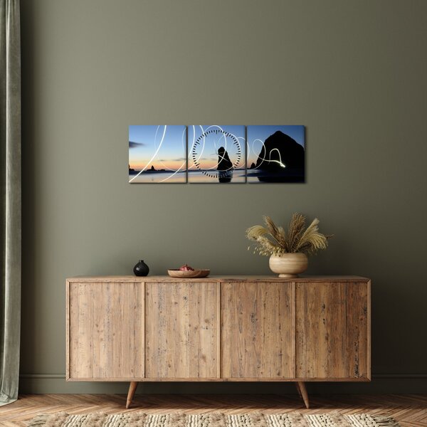 Kép - tengerpart naplementekor (órával) (90x30 cm)