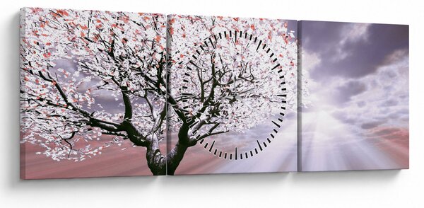 Piros fa kép (órával) (90x30 cm)