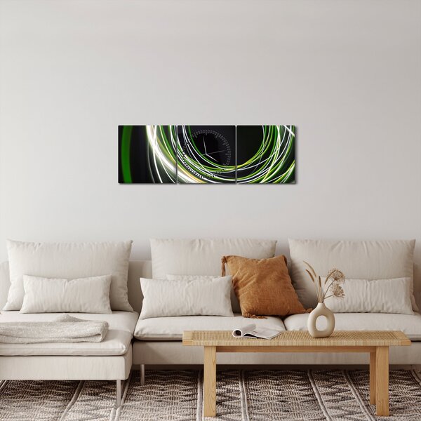 Kép zöld vonalak (órával) (90x30 cm)