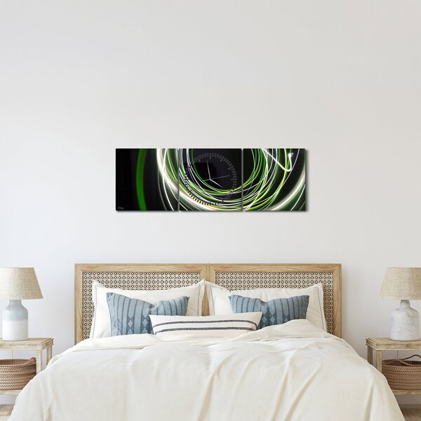 Kép zöld vonalak (órával) (90x30 cm)