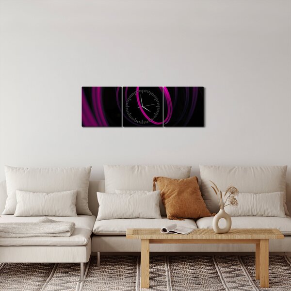 Kép - lila vonalak (órával) (90x30 cm)