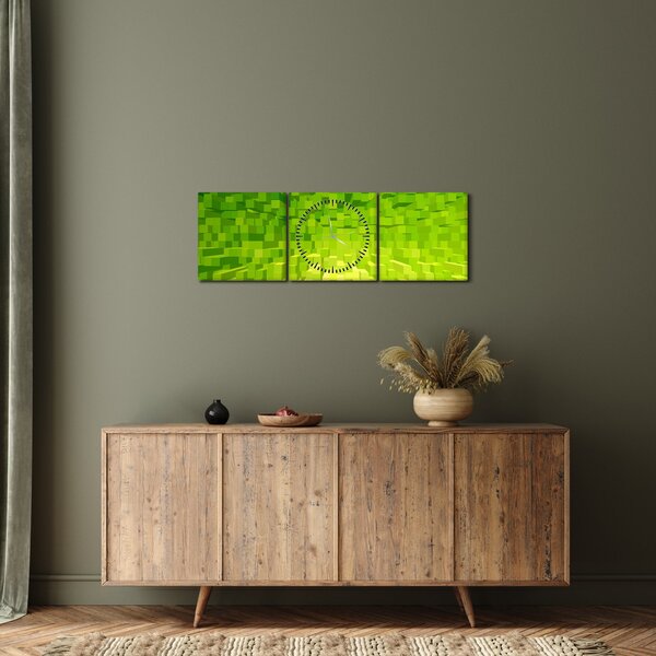 Sárgászöld kockák képe (órával) (90x30 cm)