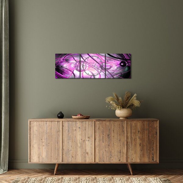 Gyönyörű lila absztrakció képe (órával) (90x30 cm)
