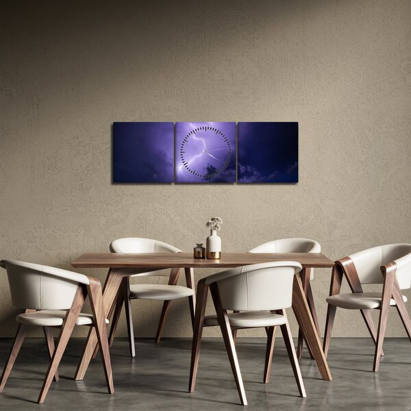Kép - lila égbolt és villám (órával) (90x30 cm)