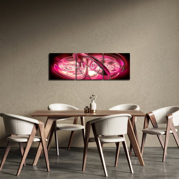 Rózsaszín fraktálos kép (órával) (90x30 cm)