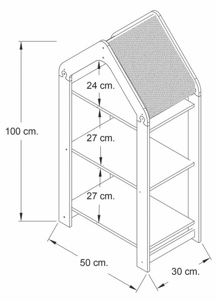 Hanah Home többcélú polc, 3 szintes, fehér/sárga
