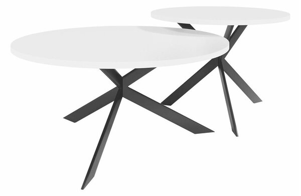 Dohányzóasztal szett Oswego 108, Laminált forgácslap, Fém, 36cm, Fehér, Fekete