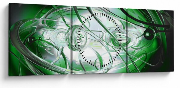 Zöld absztrakt kép (órával) (90x30 cm)