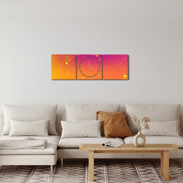 Szines absztrakt kép (órával) (90x30 cm)
