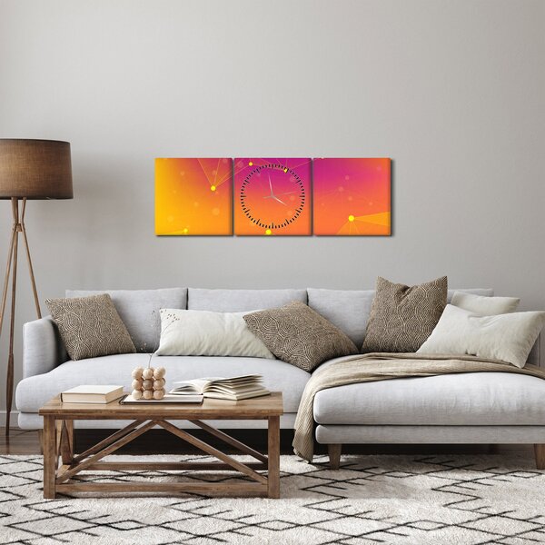 Szines absztrakt kép (órával) (90x30 cm)