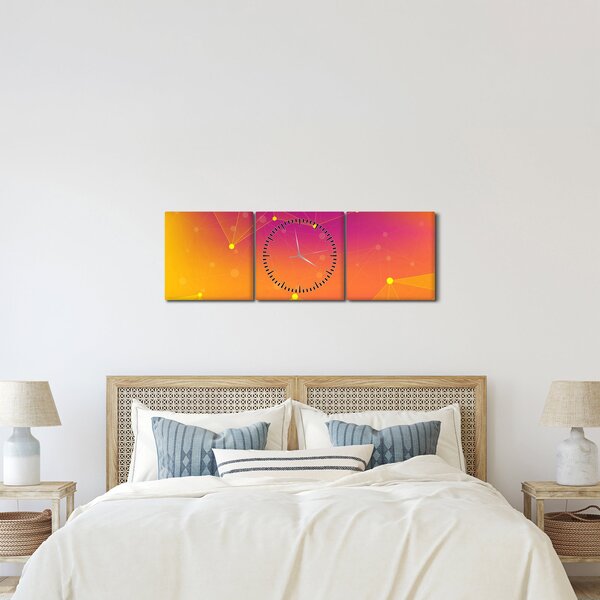 Szines absztrakt kép (órával) (90x30 cm)