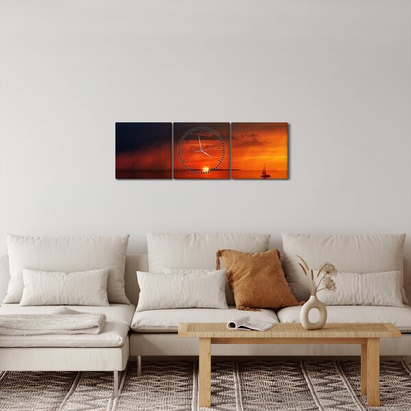 Vitorlás naplementekor (órával) (90x30 cm)