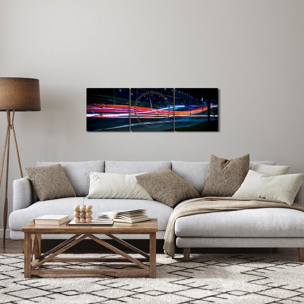 Éjszakai város képe (órával) (90x30 cm)