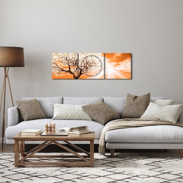 Narancssárga fa képe (órával) (90x30 cm)