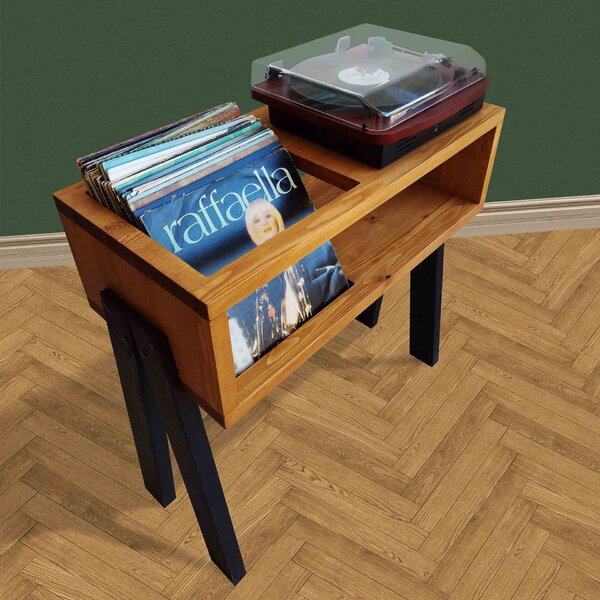 Hanah Home Record Player Stand Teak Black CPT2012-80