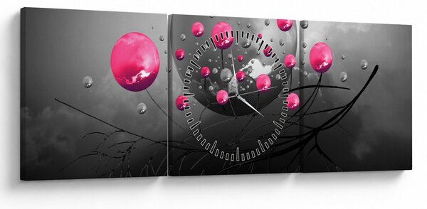 Rózsaszín absztrakt gömbök képe (órával) (90x30 cm)