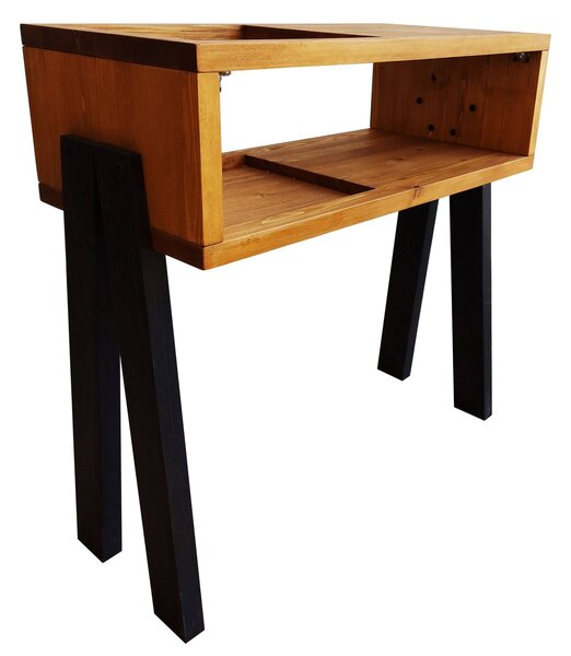 Hanah Home Record Player Stand Teak Black CPT2012-80
