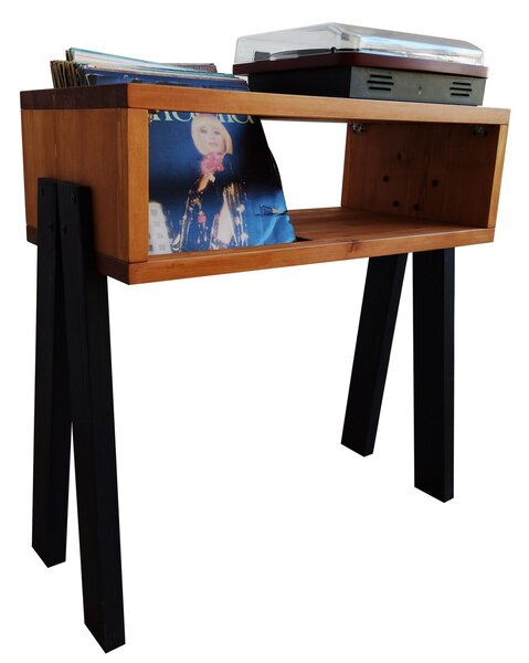Hanah Home Record Player Stand Teak Black CPT2012-80