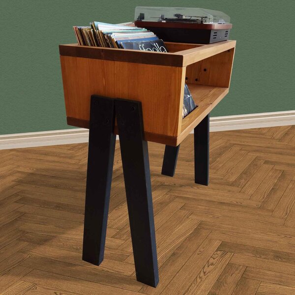 Hanah Home Record Player Stand Teak Black CPT2012-80