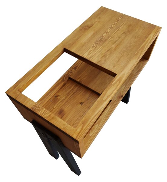 Hanah Home Record Player Stand Teak Black CPT2012-80
