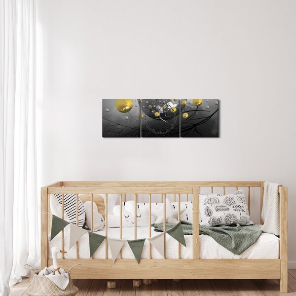 Arany absztrakt gömbök képe (órával) (90x30 cm)