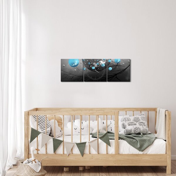 Kép- világos kék absztrakt gömbök (órával) (90x30 cm)