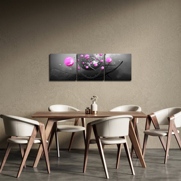 Rózsaszín gömbök képe (órával) (90x30 cm)