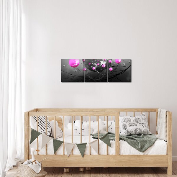 Rózsaszín gömbök képe (órával) (90x30 cm)