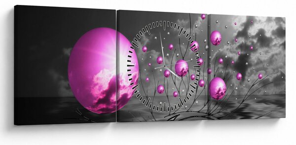 Rózsaszín gömbök képe (órával) (90x30 cm)