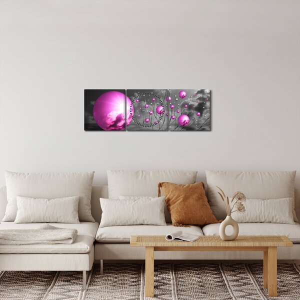 Rózsaszín gömbök képe (órával) (90x30 cm)
