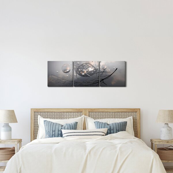Absztrakt gömbök képe (órával) (90x30 cm)